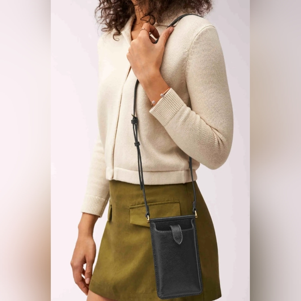 Fossil Kaia Black Medium Leather Phone Bag